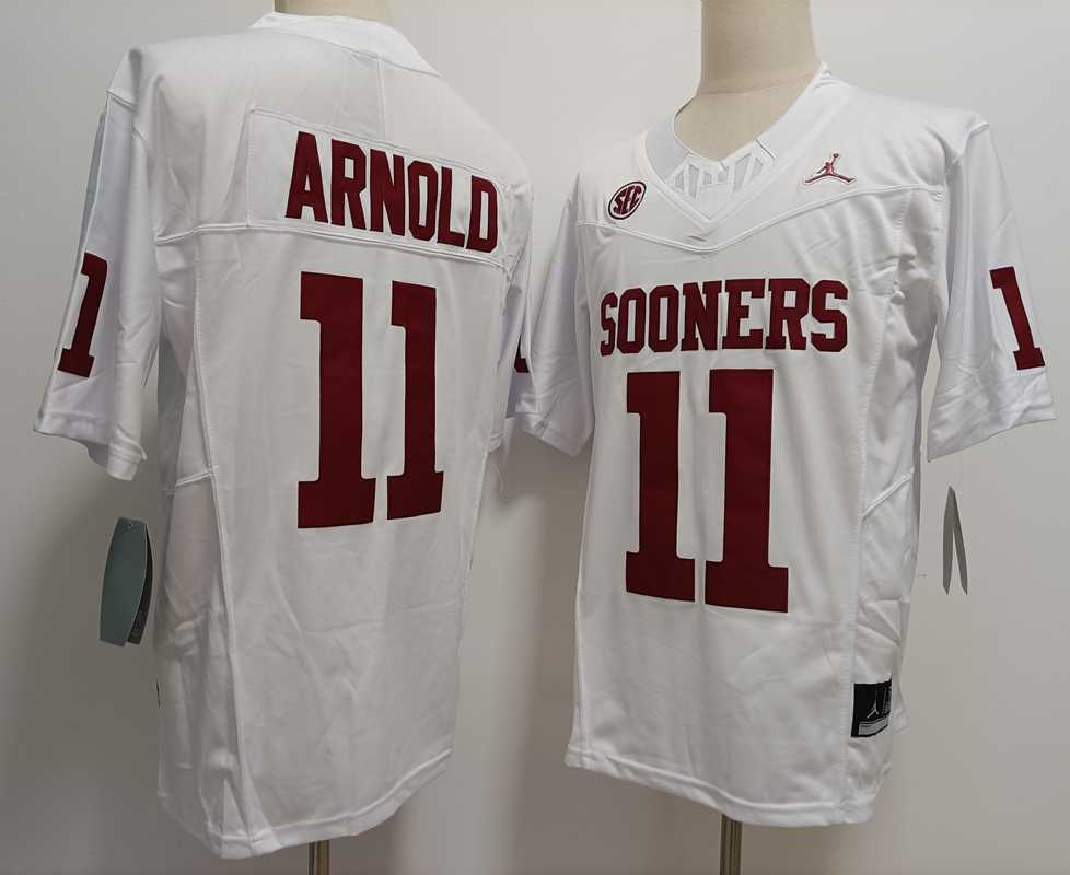Men%27s Oklahoma Sooners #11 Jackson Arnold White FUSE College Stitched Jersey